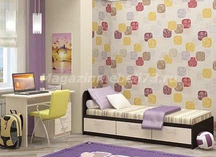 Детская Кровать Юнга-5 (Д-2032 х В-700 х Г-834 мм)/Разные Цвета 