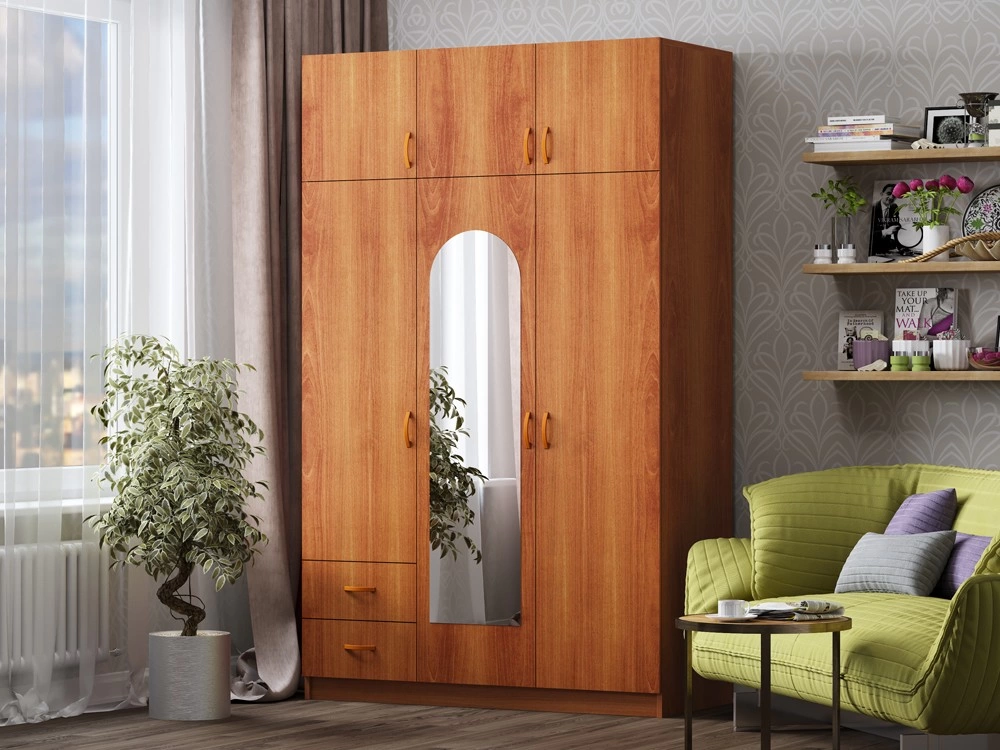 Шкаф 3-х Створчатый с 2-мя Ящиками (Ш-1300 х В-2200 х Г-500 мм)/Разные Цвета