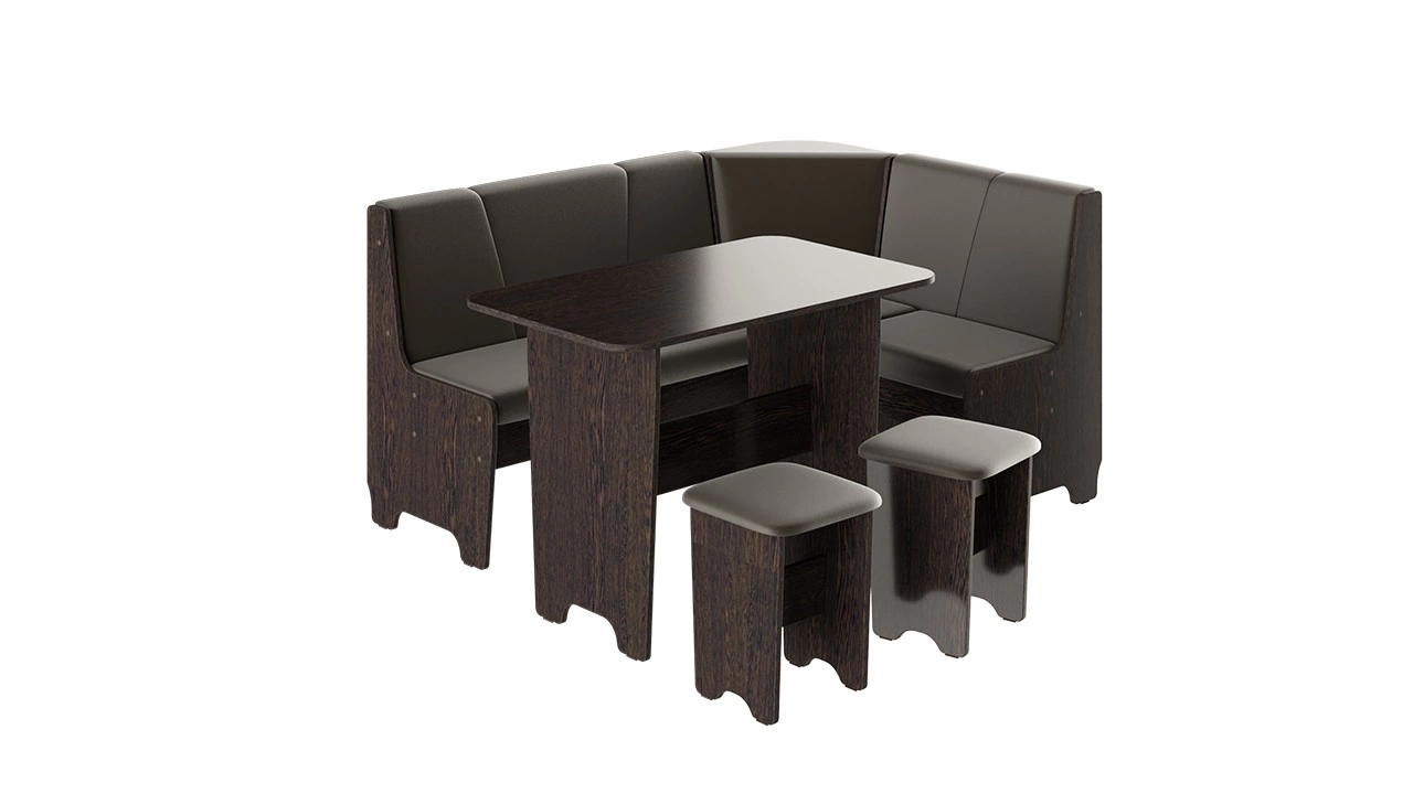 Кухонный уголок «Техас исп.1» Дуб Венге/Экокожа Коричневая