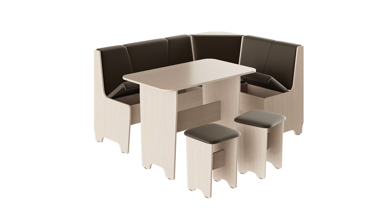 Кухонный уголок «Техас исп.1» Дуб Белфорт/Экокожа Коричневая