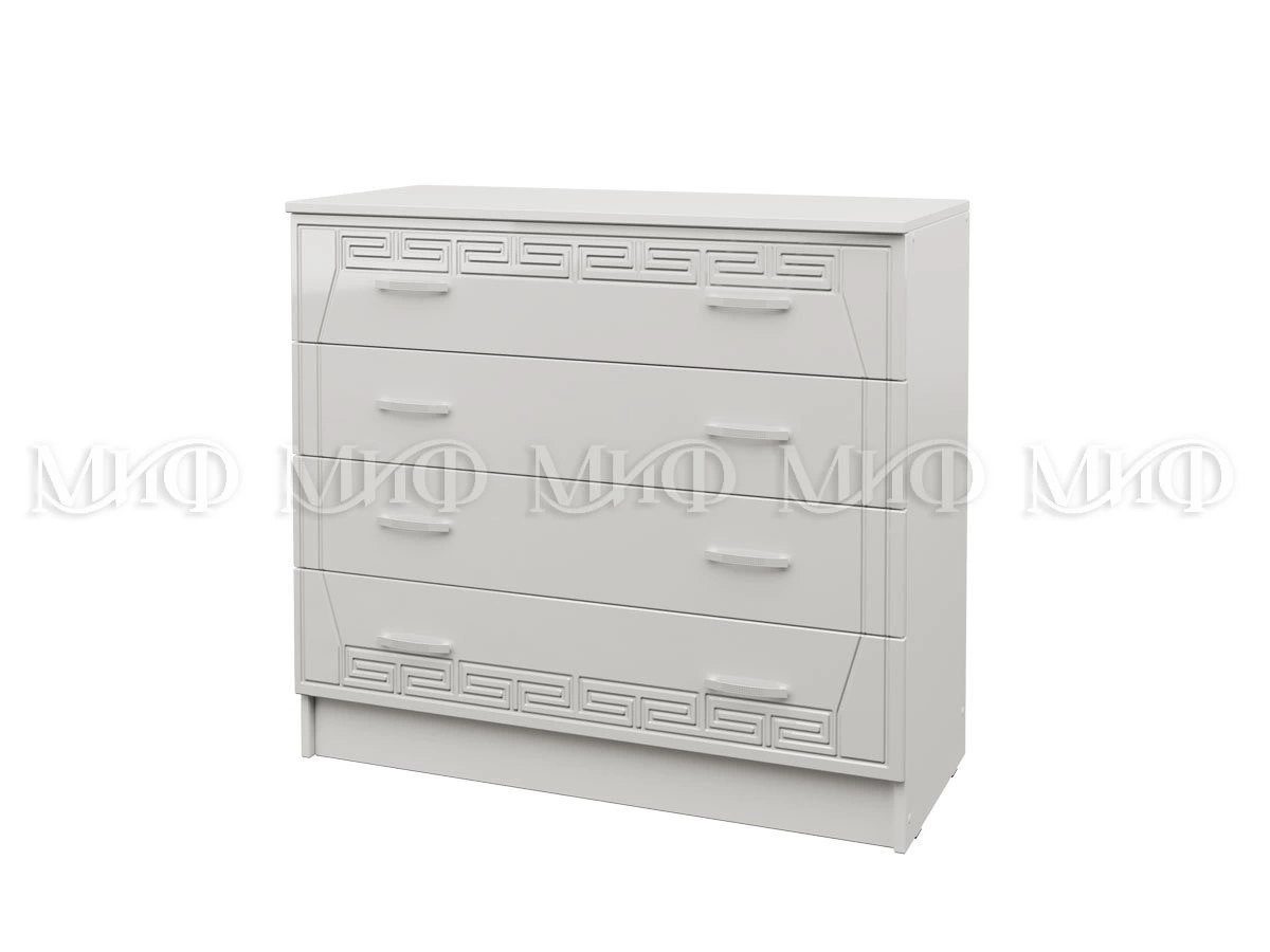Комод Афродита-1 МДФ (Ш-900 x В-985 x Г-430 мм) Белый Глянец