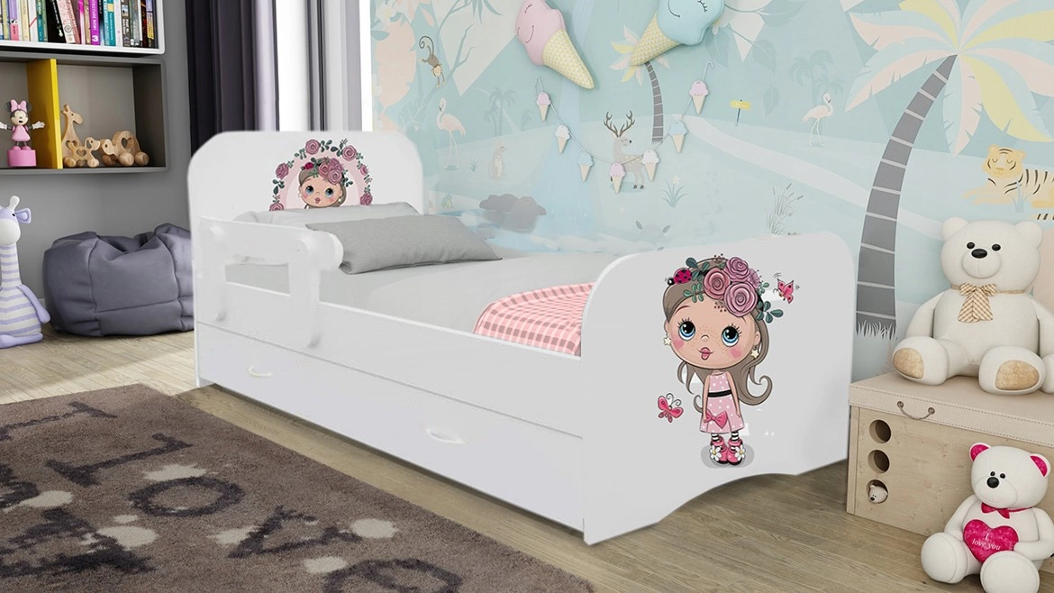 Кроватка "Девочка и Розочки" c Ящиками