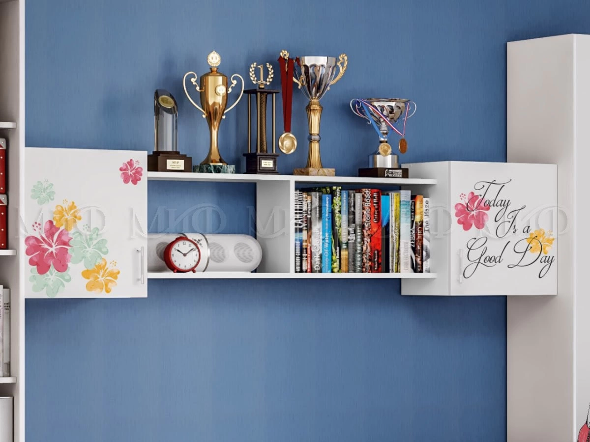 Антресоль Fashion (Ш-2032 мм х Г-280 мм x В-450 мм)Белый/Розовый