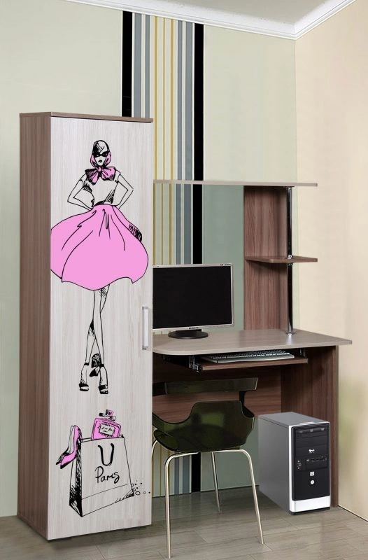 Компьютерный Стол СК №44 Разные Цвета/Ш-1340 х В-1680 х Г-520 мм