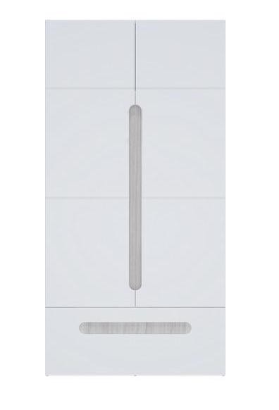 Шкаф 2х-Створчатый с Ящиком Палермо МДФ Ясень Шимо Светлый/ фасад Белый Глянец