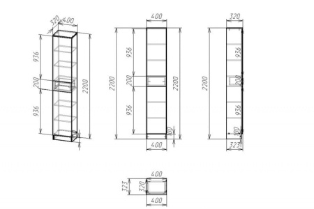 Книжный шкаф Мебелайн-18 (петли слева)