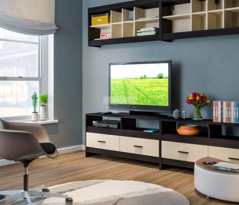 Тумба ТВ Дакота СБ-2885 Венге+Ваниль/Ш-1230 X В-600 X Г-330 мм