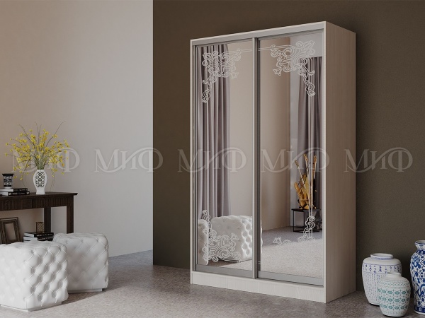 Шкаф-Купе Тринити-1 (Ш-1350 мм x В-2244 мм x Г-600 мм)/Разные Цвета