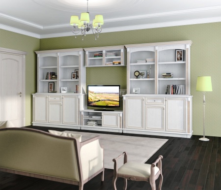 Гостиная Версаль  L-4454 Белый Ясень (Ш-4440 X В 2184 X Г 440 мм)