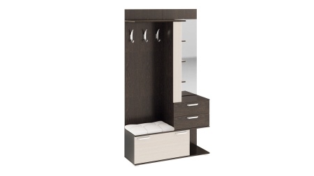 Прихожая-Вешалка Комбинированная с Крючками и Зеркалом«Эрика» Разные Цвета/Ш-1100×Г-357×В-1982 мм