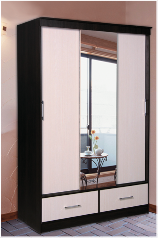 Шкаф-Купе 3-х Створчатый c Ящиками ЛДСП (Ш-1500 х В-2200 х Г-600 мм)/Разные Цветы