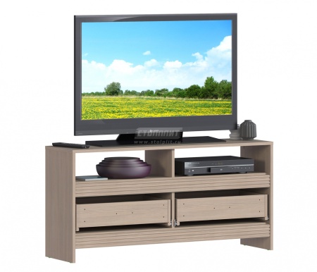 Тумба ТВ Дакота СБ-2885 Сосна Авола Шампань+Белый Глянец/Ш-1230 X В-600 X Г-330 мм