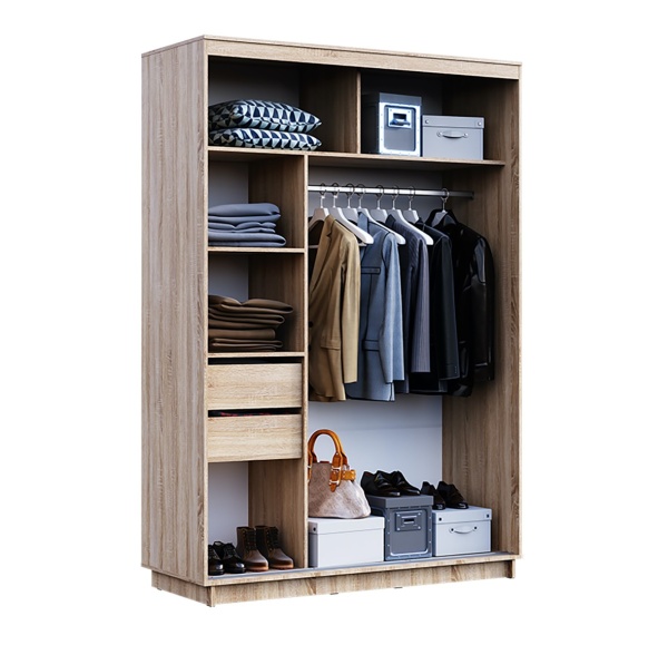 Шкаф-Купе Санремо Дуб Сонома Светлый/Ателье Темное (Ш-1500 х В-2195 х Г-600 мм)