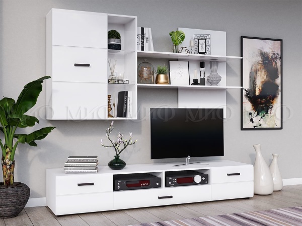 Гостиная Ницца NEW Вариант №5 МДФ (Ш-2000 x В-2170 x Г-520 мм)/Разные Цвета