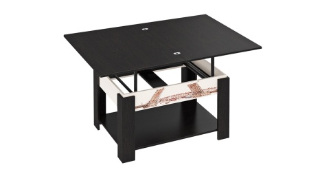 Журнальный Столик Тип 6 Трансформер с Рисунком Венге Цава/Дуб Молочный/Ш-650 × Г-900 × В-530 мм