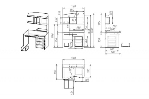 Компьютерный стол "Мебелайн-16" (тумба справа)