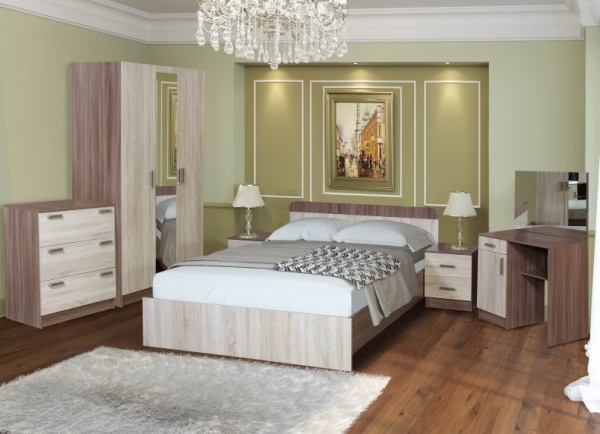 Лолита Спальный Гарнитур ЛДСП  с Пуфиком и Матрасом в Подарок/Разные Цвета