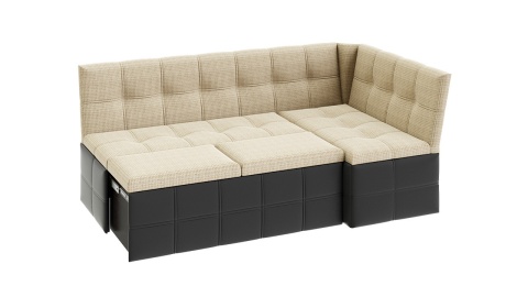 Скамья угловая со спальным местом «Домино» (Кожзам темный/ткань светлая)