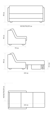 Диван Персей Серый Жемчуг с Бельевым Коробом