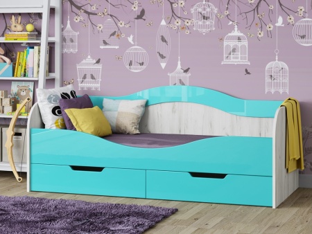 Детская Кровать Юнга-15 МДФ (Д-1632/1832 x В-850 x Г-850 мм)/Разные Цвета 