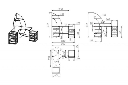 Компьютерный стол "Мебелайн-44" (низкая тумба слева)