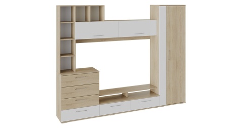 Стенка «Нэнси» Дуб Сонома/Белый Ясень (Ш-2464 x В-1947 x Г- 375 мм)