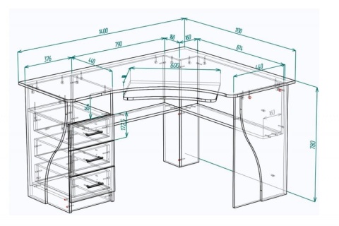 Компьютерный стол "Мебелайн-61" (тумба справа)